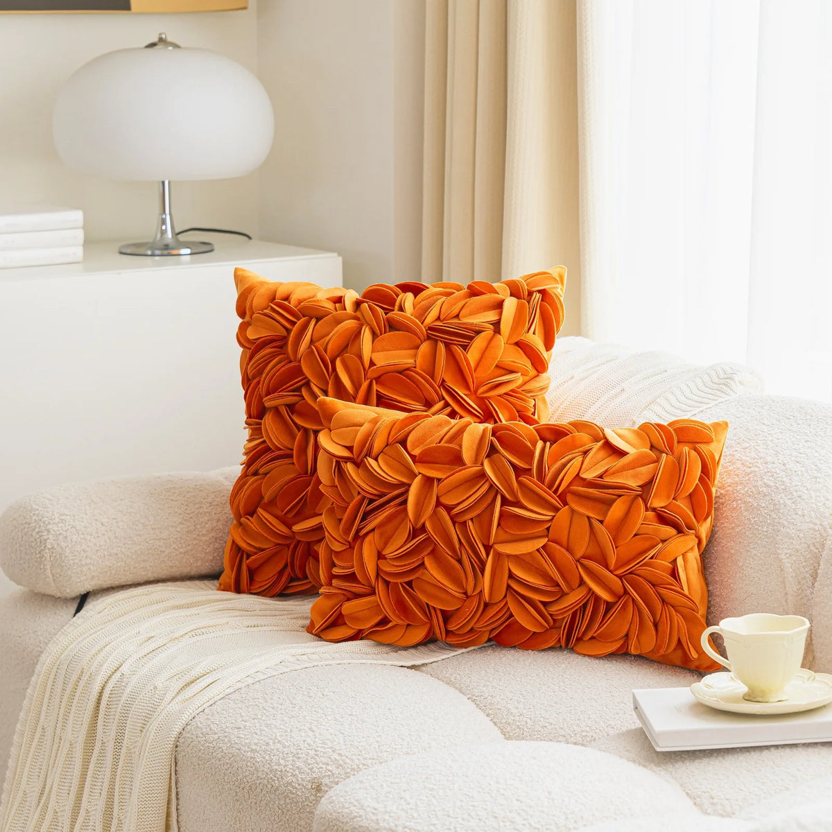Housse de coussin Pétales 3D - Orange