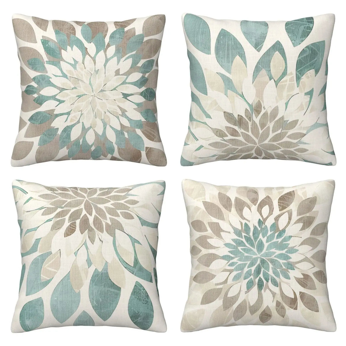 Lot de 4 Housses de Coussin Bohème Fleurs & Feuilles