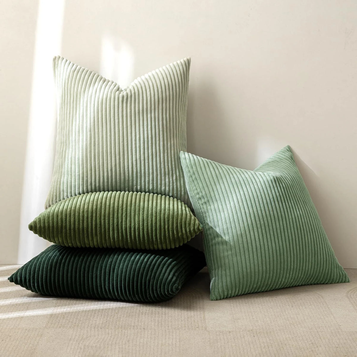 Lot de 4 Housses de Coussin Velours Côtelé Bohème