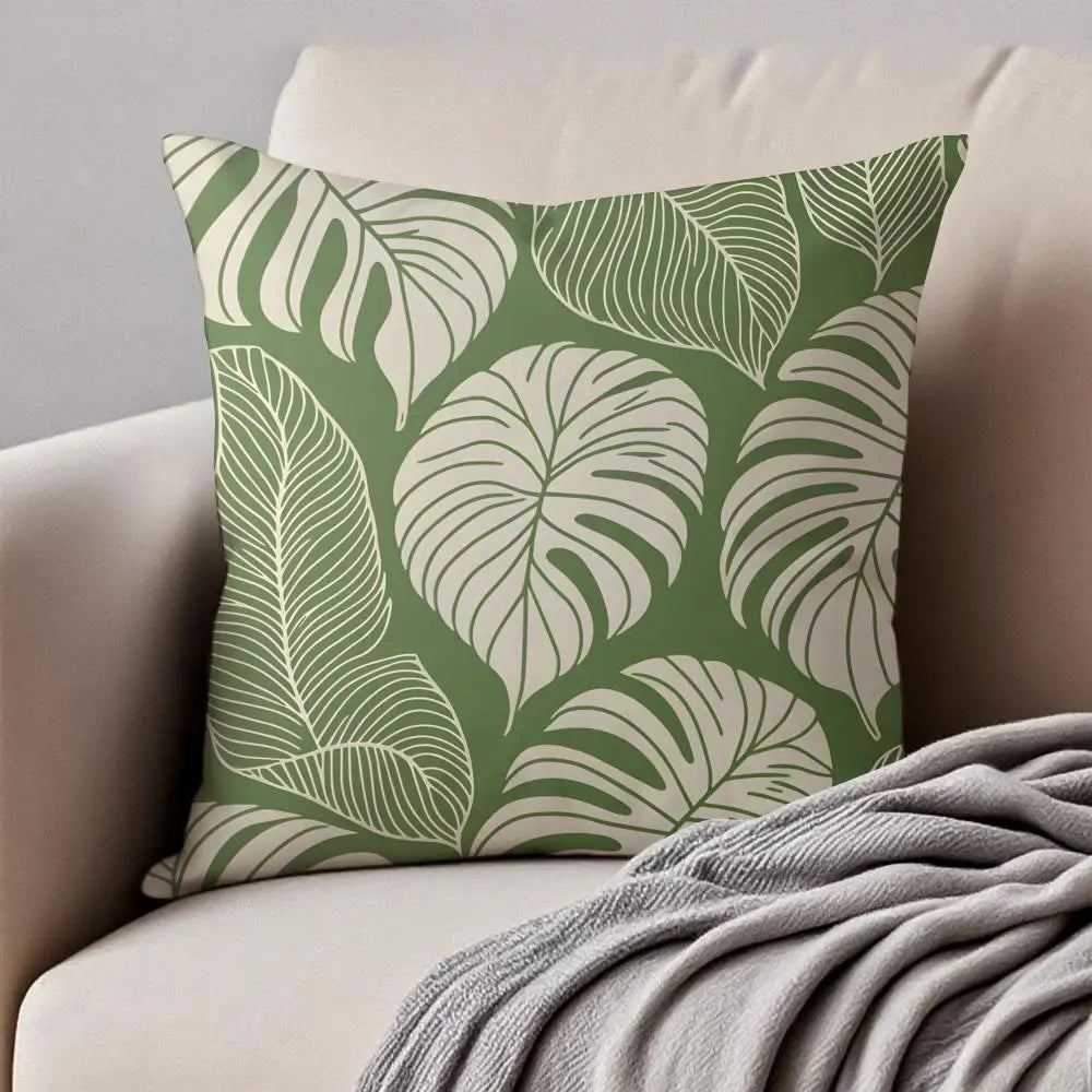 Housse de coussin Feuilles Peluche Courte - Motif 5