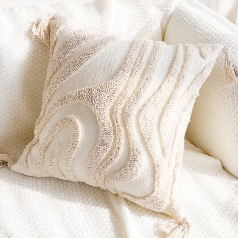 Housse de coussin Bohème Pompons - 1 pièce