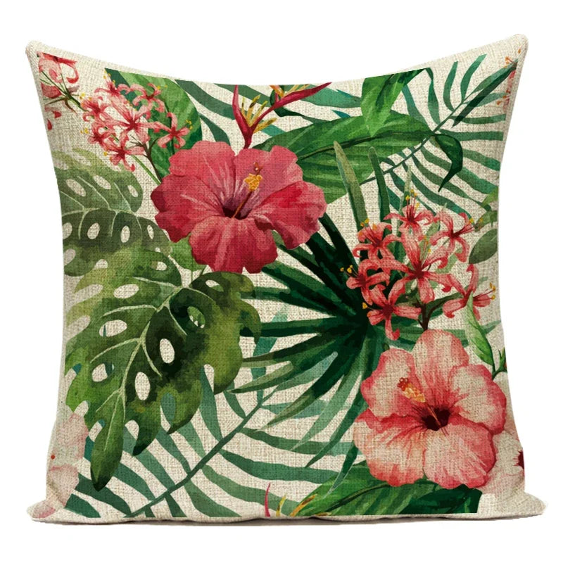 Housse de coussin Feuilles Tropicales - Motif 2