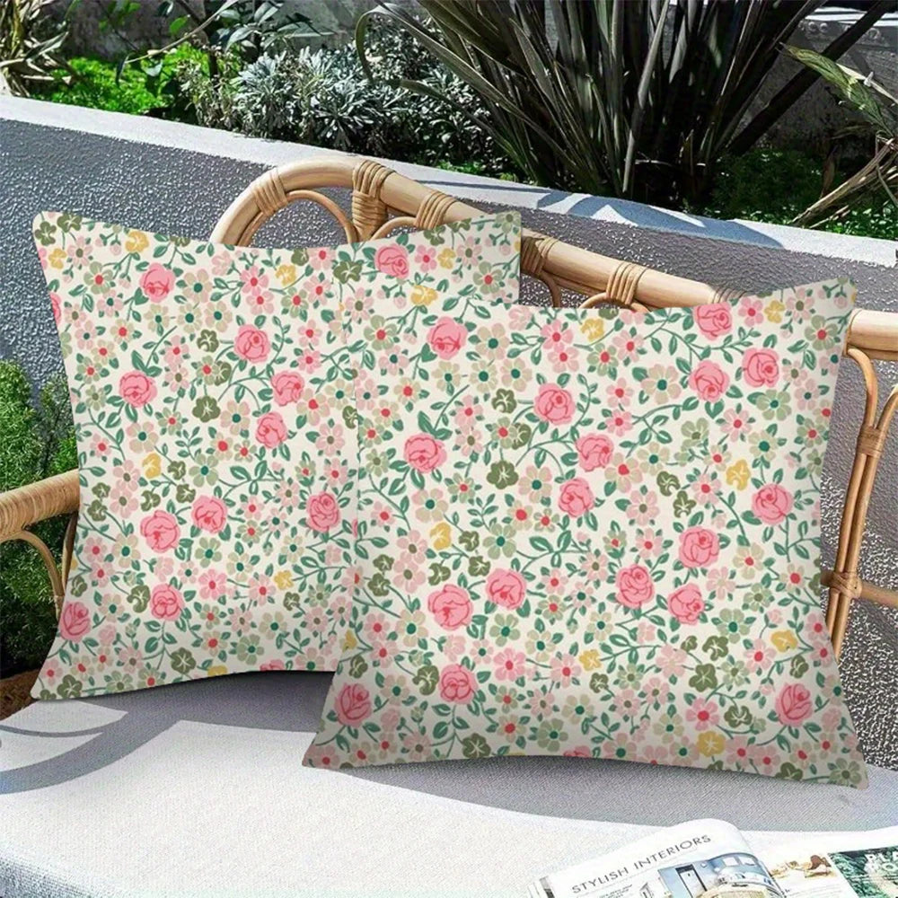 Lot de 2 Housses de Coussin Good Vibe - Fleurs Roses