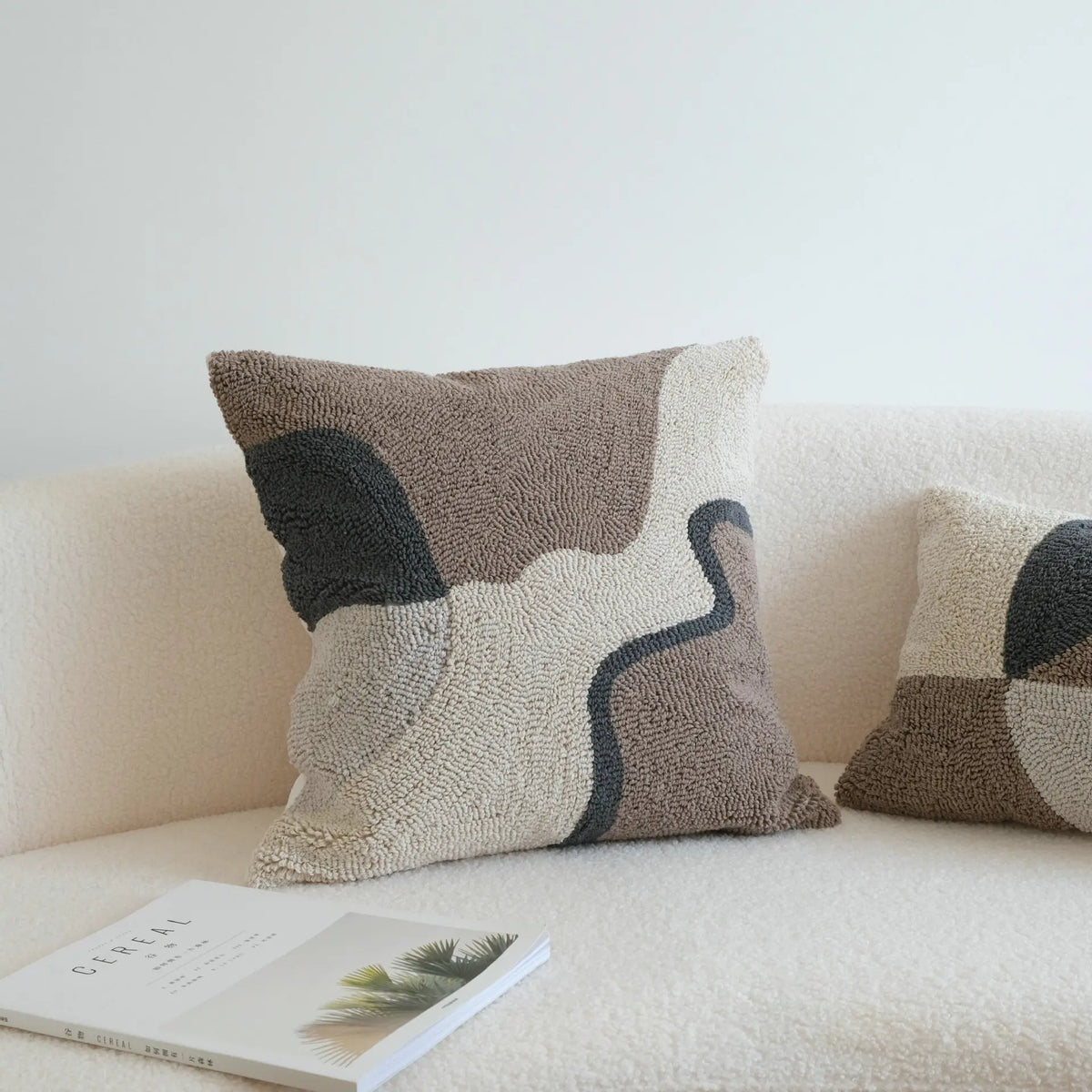 Housse de coussin Abstraite Beige Noir