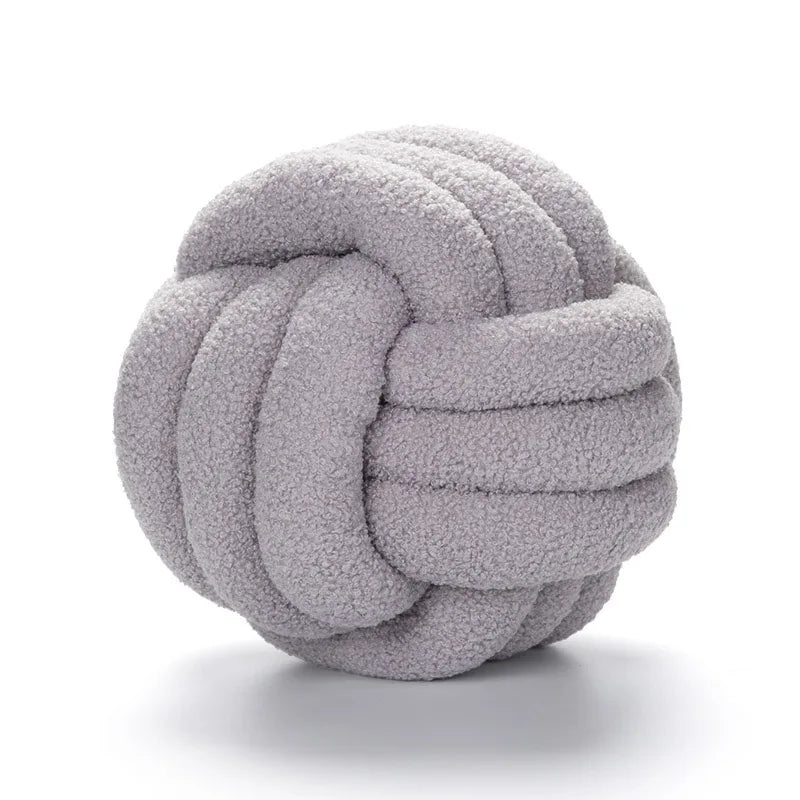 Coussin Boule Nouée Bouclette - Gris Clair
