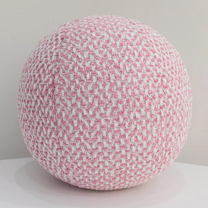 Coussin Boule Sphérique Peluche - Chevron Rose