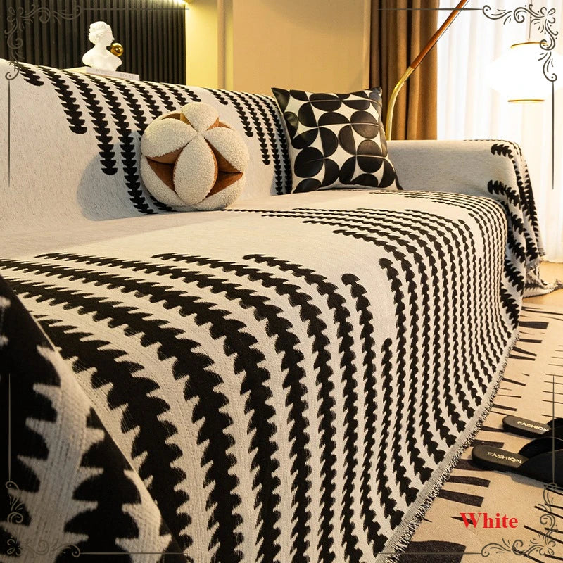 Plaid Chevron Anti-Griffures Chat - Blanc
