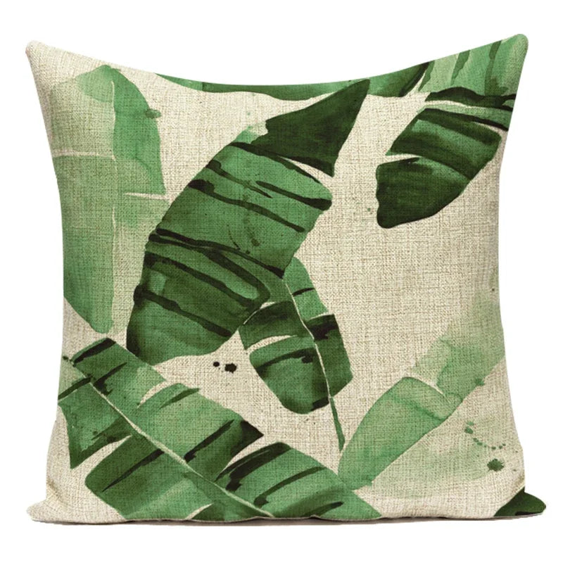 Housse de coussin Feuilles Tropicales - Motif 1