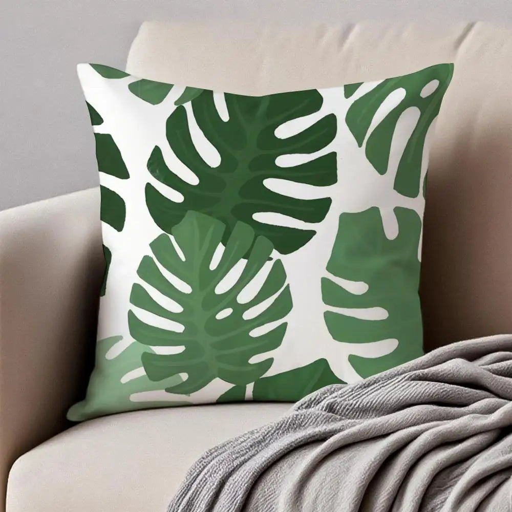 Housse de coussin Feuilles Peluche Courte - Motif 8