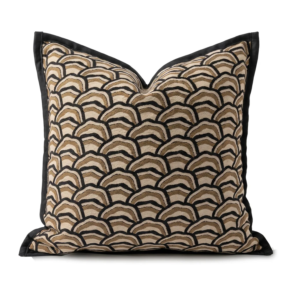 Housse de coussin Jacquard Géométrique Marron Beige - Motif B (45x45cm)