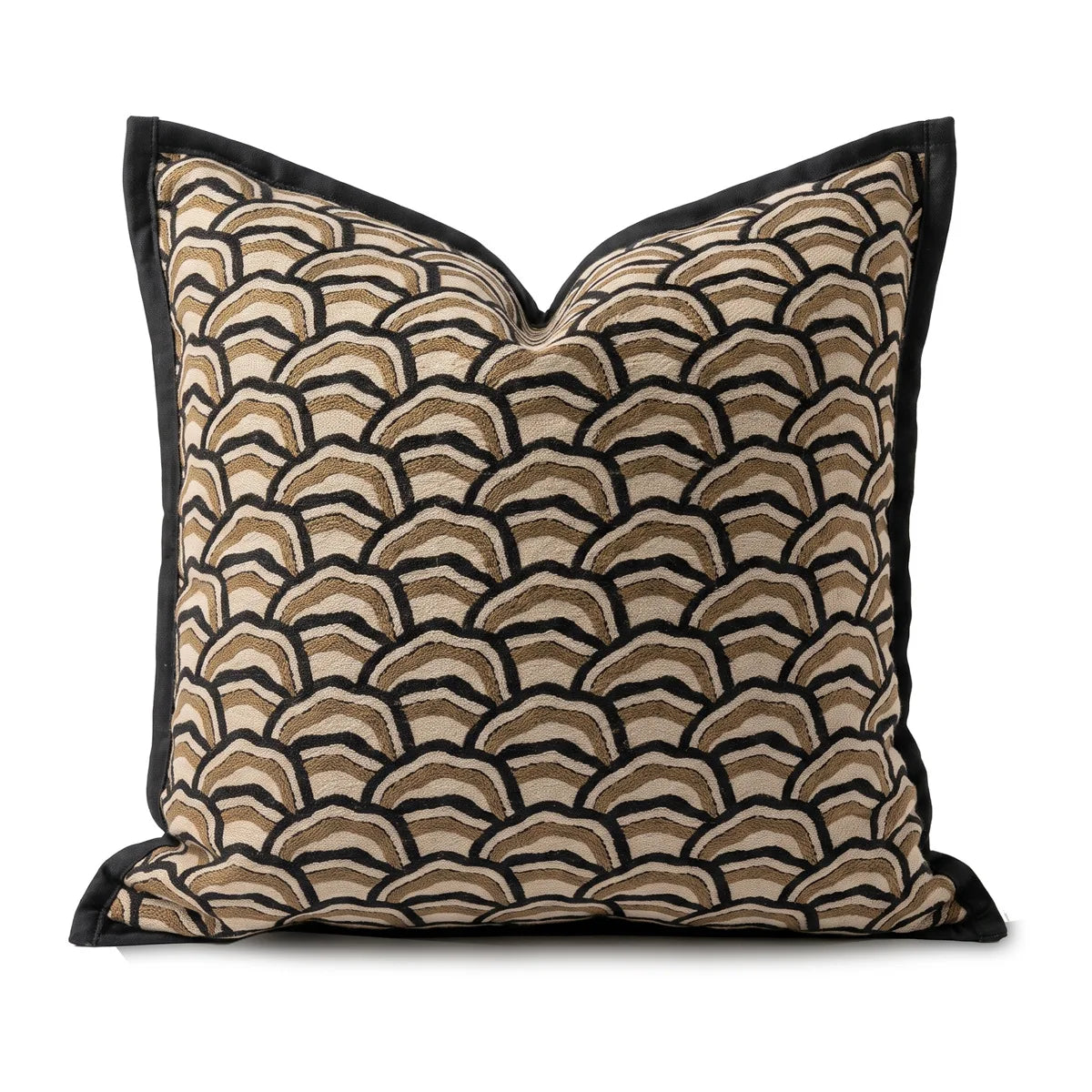 Housse de coussin Jacquard Géométrique Marron Beige - Motif B (45x45cm)