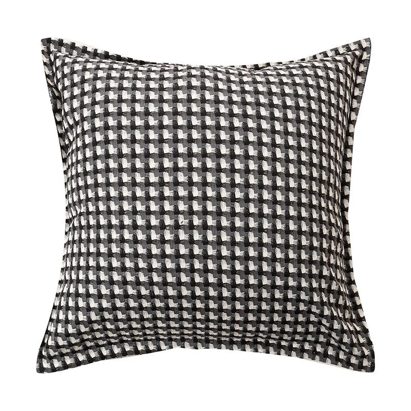 Housse de coussin Pied-de-Poule Coton - Noir