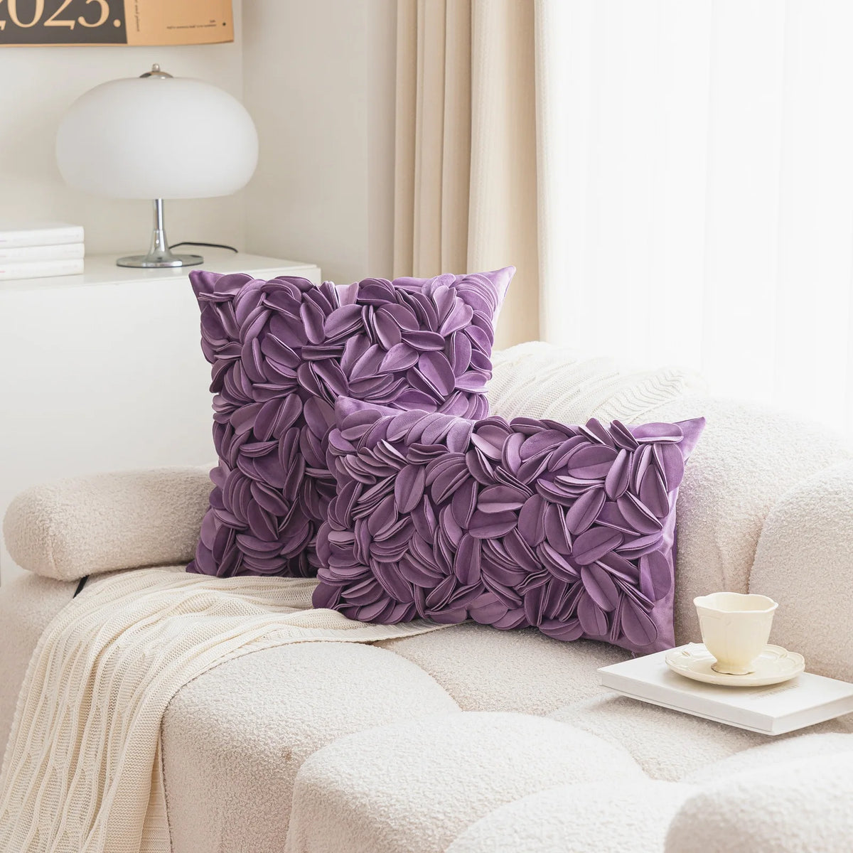 Housse de coussin Pétales 3D - Violet