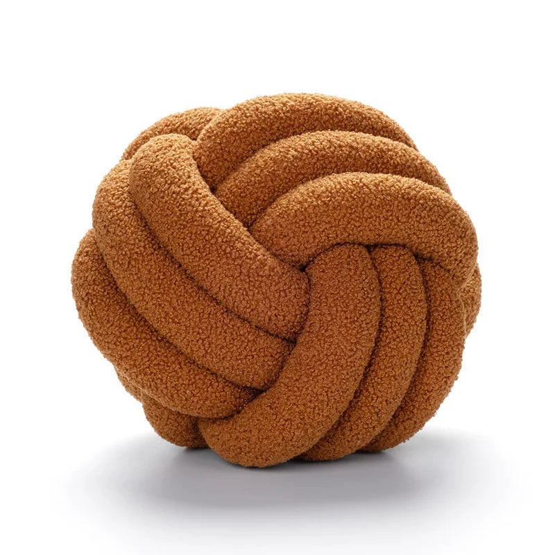 Coussin Boule Nouée Bouclette - Caramel