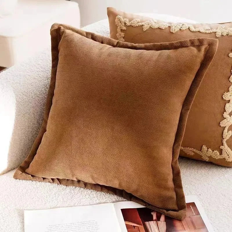 Housse de coussin Collection Beige & Caramel - Suédine Marron (45x45cm)