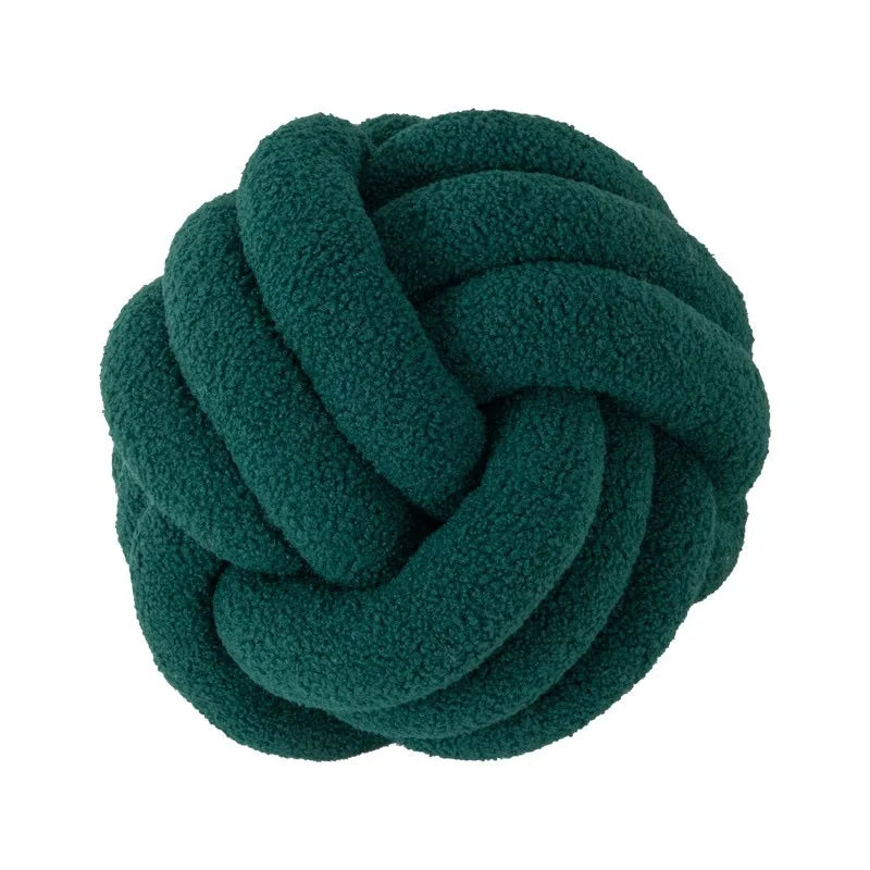 Coussin Boule Nouée Bouclette - Vert Foncé
