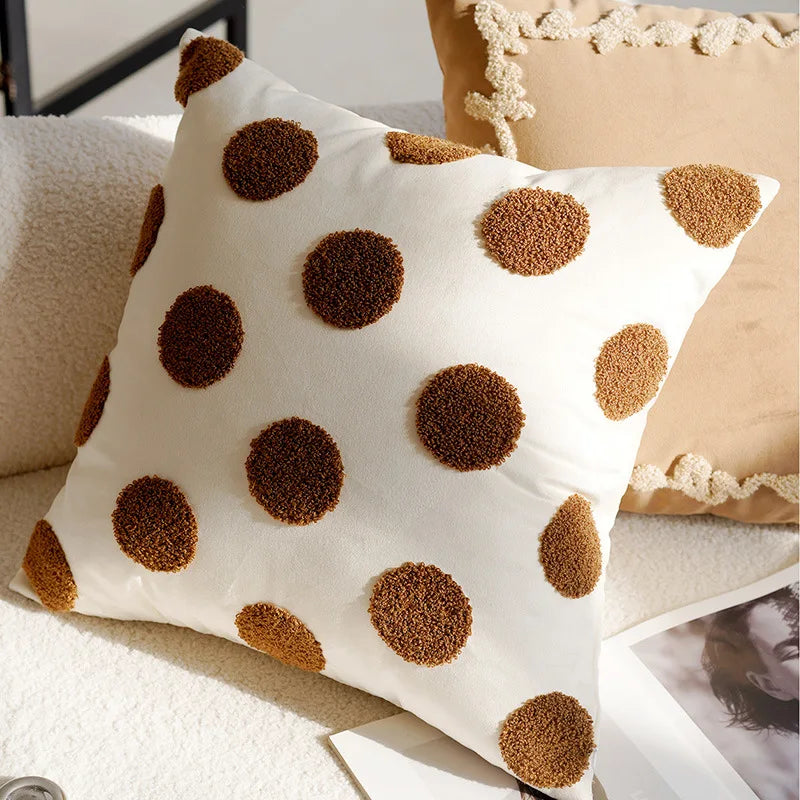 Housse de coussin Pois Nordique Marron - Motif 1 (45x45cm)