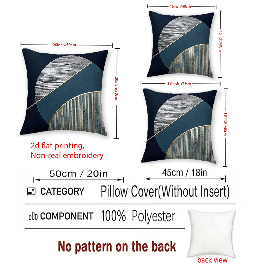Lot de 4 Housses de Coussin Géométrique Bleu Marine