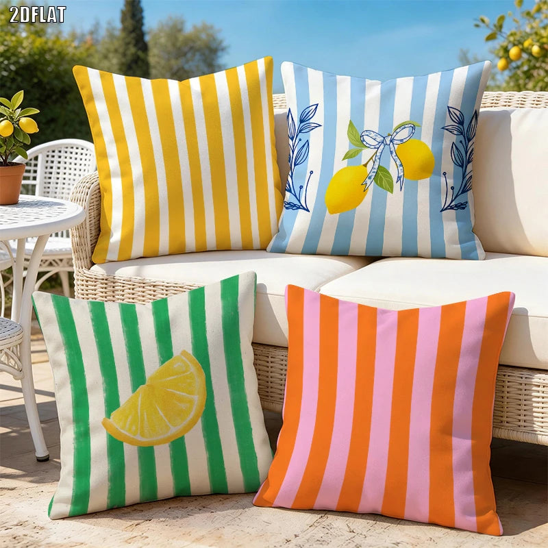 Lot de 4 Housses de Coussin Rayures Italiennes - Motif 3