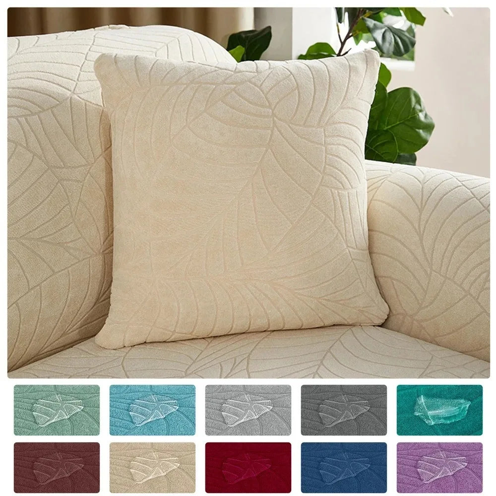 Housse de coussin Jacquard Feuilles