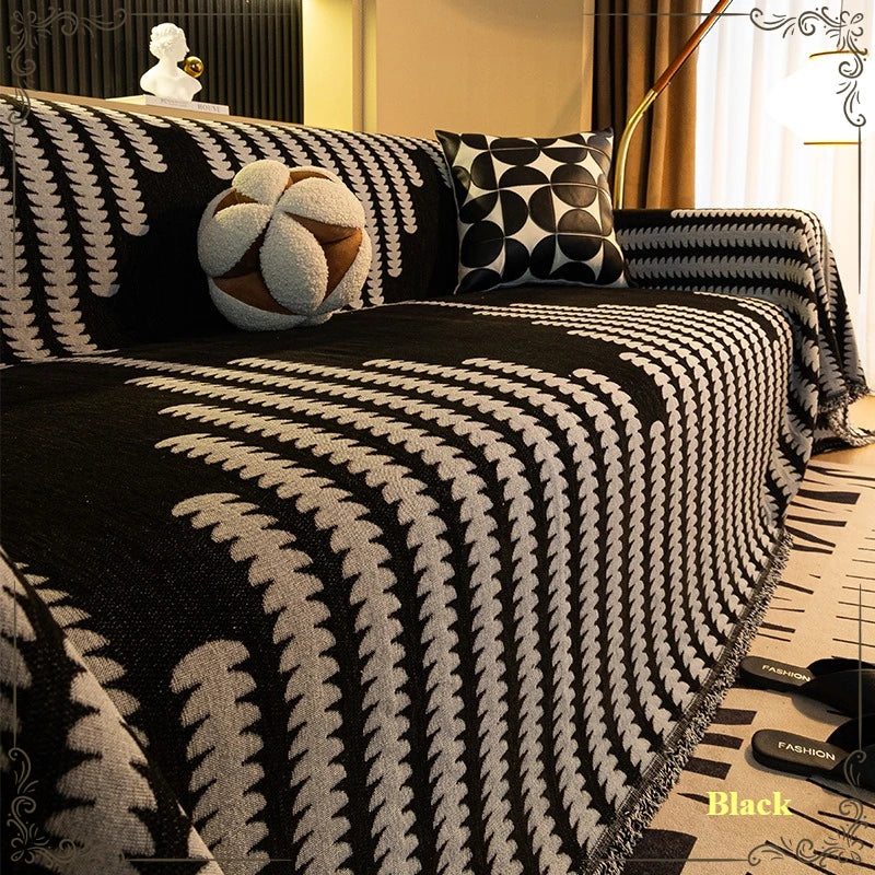 Plaid Chevron Anti-Griffures Chat - Noir
